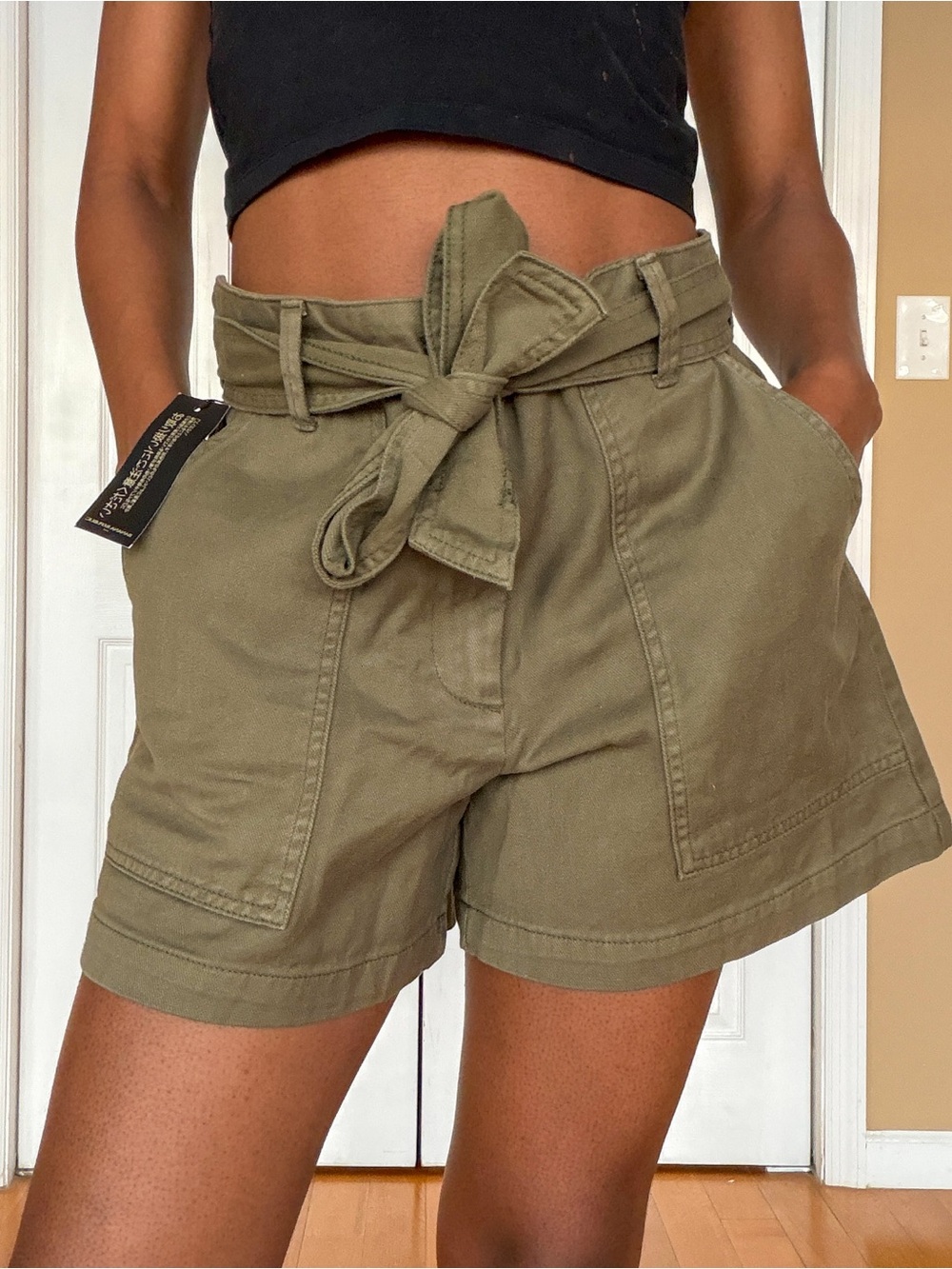 Banana Republic Olive Green Paperbag Tie-Belt Utility Shorts